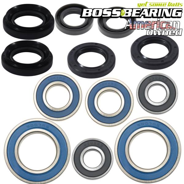 Boss Bearing - Boss Bearing Y-ATV-FR-1000/Y-ATV-RR-1014 Combo-Pack! Front Wheel and Rear Axle Bearings and Seals Kits for Yamaha