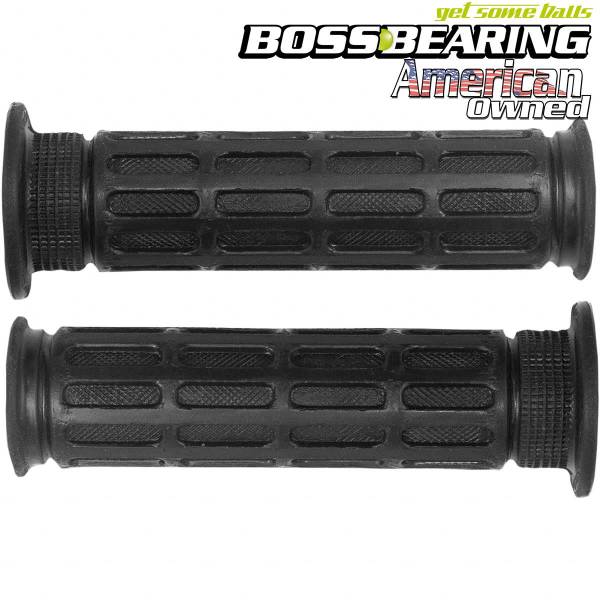 EMGO - Boss Bearing 42-28750 Black Rubber Hand Grips Dirt Bike Motorcycle Twist Throttle 7/8" Universal