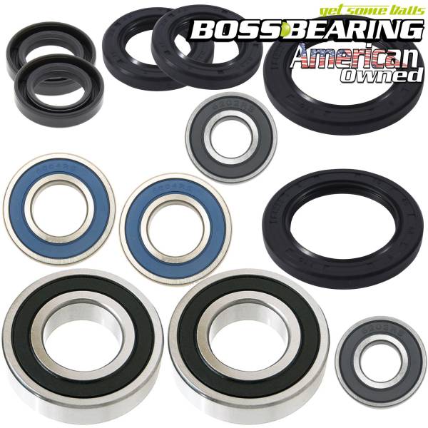 Boss Bearing - Boss Bearing Y-ATV-FR-1000-1F5/Y-ATV-RR-1001-2F2 Combo-Pack! Front Wheel + Rear Axle Bearings and Seals Kits for Yamaha