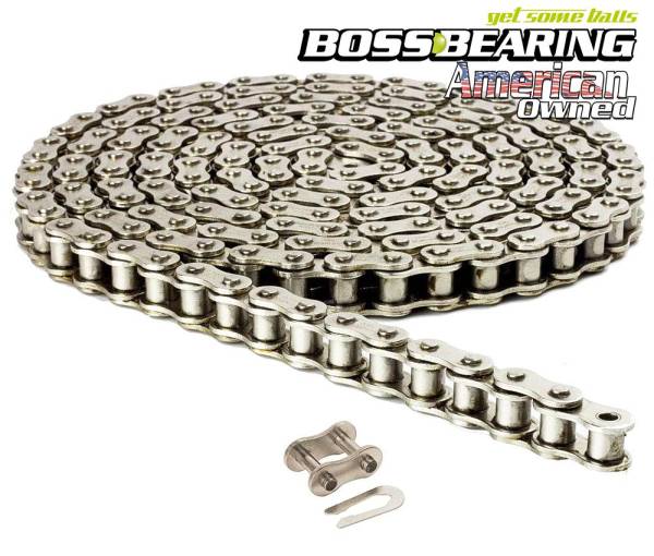 Boss Bearing - #41 Nickel Plated Chain 10 Feet with 1 Connecting Link, Pre-Greased for Go-Kart