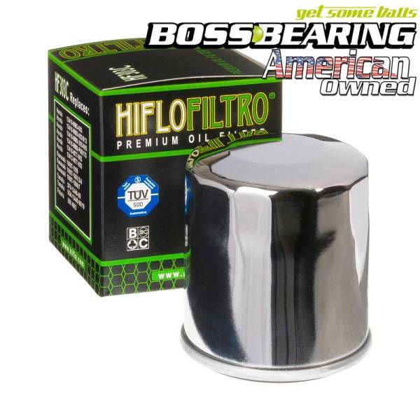 Boss Bearing - Hiflofiltro HF303C Premium Oil Filter Chrome Spin On Honda, Kawasaki, Polaris, Yamaha